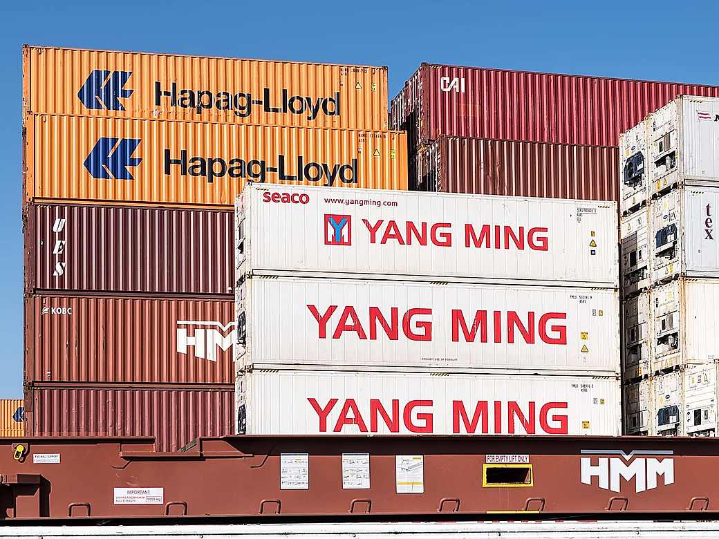 Stacked shipping containers at the port